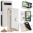 For Google Pixel 6a Crossbody Chain Fishtail Litchi Leather Phone Case(White) - Google Cases by PMC TechLife | Online Shopping South Africa | PMC TechLife | Buy Now Pay Later Mobicred