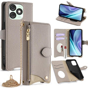 For Itel A50 Crossbody Chain Fishtail Litchi Leather Phone Case(Grey)