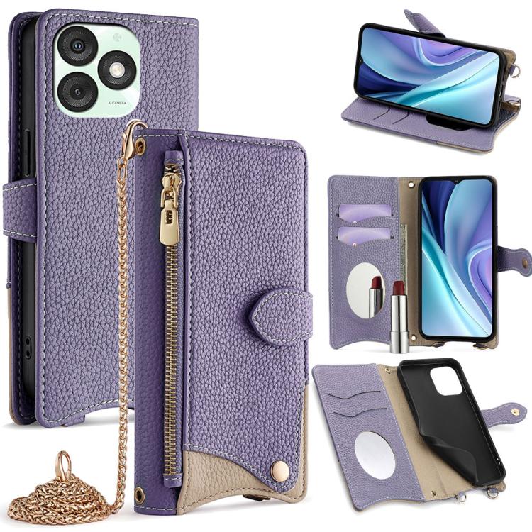 For Itel A50 Crossbody Chain Fishtail Litchi Leather Phone Case(Purple) - free shipping - PMC TechLife - Order now!
