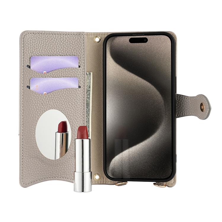 For Tecno Camon 30 Pro Crossbody Chain Fishtail Litchi Leather Phone Case(Grey)