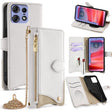For Motorola Edge 50 Pro Crossbody Chain Fishtail Litchi Leather Phone Case(White) - Motorola Cases by PMC TechLife | Online Shopping South Africa | PMC TechLife | Buy Now Pay Later Mobicred
