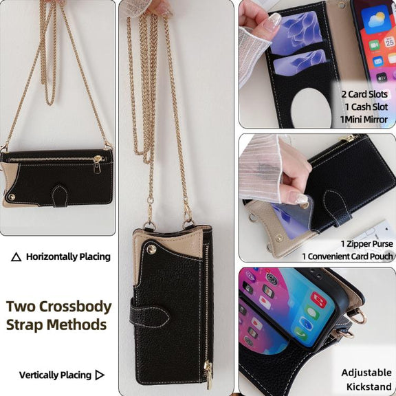 For Motorola Edge+ 2022 / Edge 30 Pro Crossbody Chain Fishtail Litchi Leather Phone Case(Black)