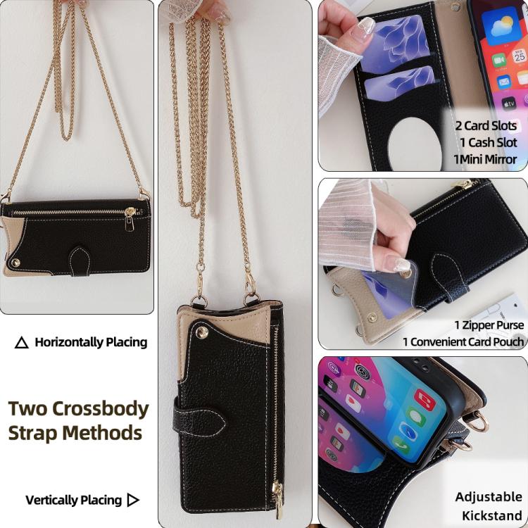 For Motorola Edge+ 2022 / Edge 30 Pro Crossbody Chain Fishtail Litchi Leather Phone Case(Black)
