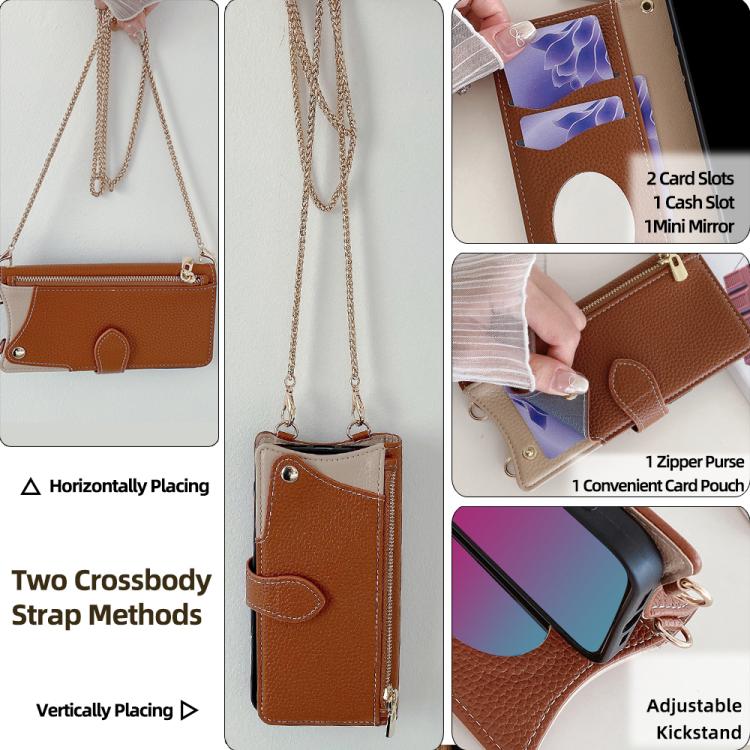 For Motorola Edge+ 2022 / Edge 30 Pro Crossbody Chain Fishtail Litchi Leather Phone Case(Brown)
