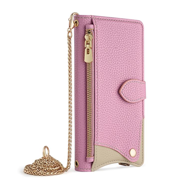 For Motorola Edge+ 2022 / Edge 30 Pro Crossbody Chain Fishtail Litchi Leather Phone Case(Pink)