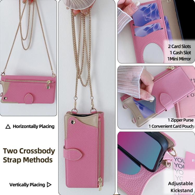 For Motorola Edge+ 2022 / Edge 30 Pro Crossbody Chain Fishtail Litchi Leather Phone Case(Pink)