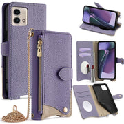 For Motorola Moto G Stylus 5G 2023 Crossbody Chain Fishtail Litchi Leather Phone Case(Purple)