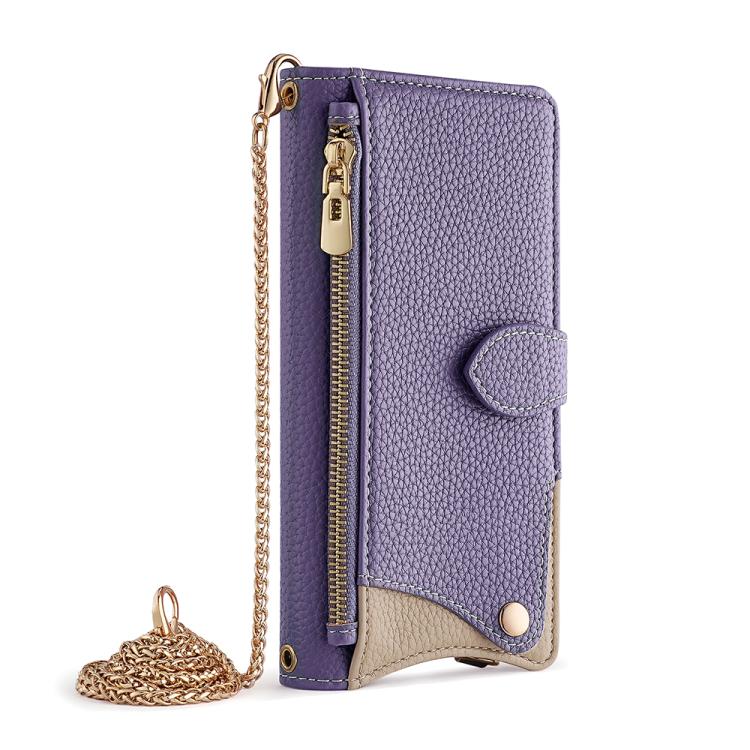 For Motorola Moto G Stylus 5G 2023 Crossbody Chain Fishtail Litchi Leather Phone Case(Purple)