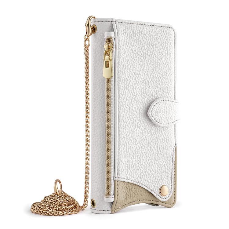 For Motorola Moto G Stylus 5G 2023 Crossbody Chain Fishtail Litchi Leather Phone Case(White)