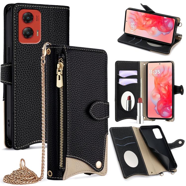 For Motorola Moto G Stylus 5G 2024 Crossbody Chain Fishtail Litchi Leather Phone Case(Black) - Motorola Cases by PMC TechLife | Online Shopping South Africa | PMC TechLife | Buy Now Pay Later Mobicred