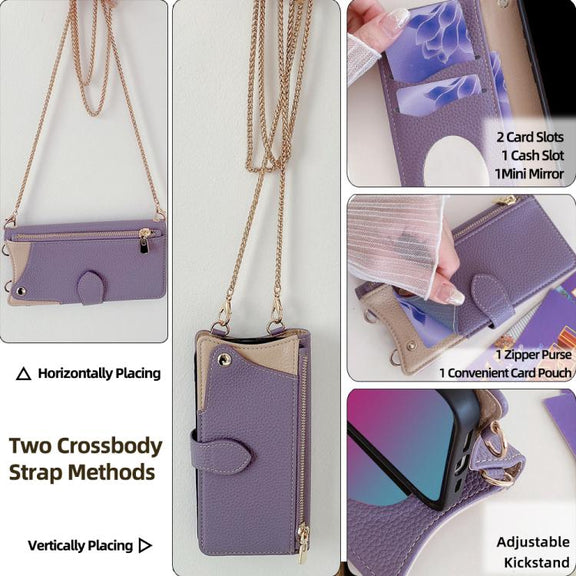 For Motorola Moto G Stylus 5G 2024 Crossbody Chain Fishtail Litchi Leather Phone Case(Purple)