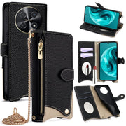For Huawei nova 12i / Enjoy 70 Pro Crossbody Chain Fishtail Litchi Leather Phone Case(Black)