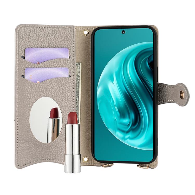 For Huawei nova 12i / Enjoy 70 Pro Crossbody Chain Fishtail Litchi Leather Phone Case(Grey) - Huawei Cases by PMC TechLife | Online Shopping South Africa | PMC TechLife | Buy Now Pay Later Mobicred