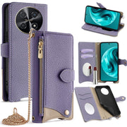 For Huawei nova 12i / Enjoy 70 Pro Crossbody Chain Fishtail Litchi Leather Phone Case(Purple)