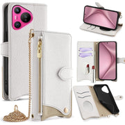 For Huawei Pura 70 Crossbody Chain Fishtail Litchi Leather Phone Case(White)