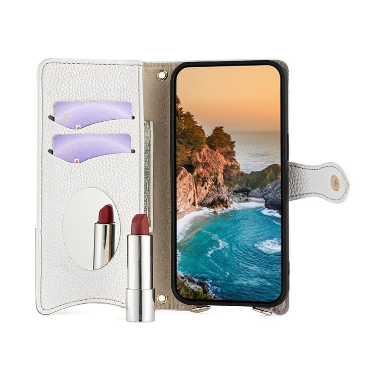 For Huawei Pura 70 Crossbody Chain Fishtail Litchi Leather Phone Case(White) - Huawei Cases by PMC TechLife | Online Shopping South Africa | PMC TechLife | Buy Now Pay Later Mobicred
