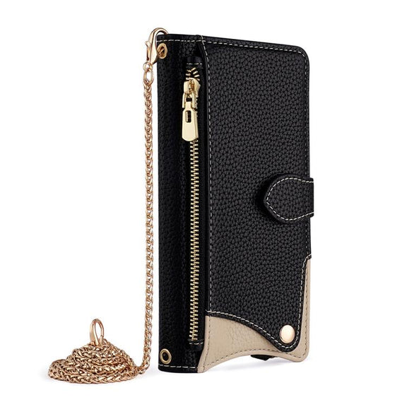 For OnePlus Nord N200 5G Crossbody Chain Fishtail Litchi Leather Phone Case(Black)