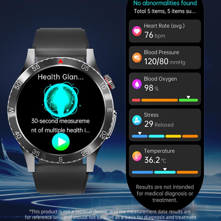 H9 1.43 inch Leather Strap ECG Smart Watch Supports Bluetooth Calls/Smart Voice Assistant(Black)
