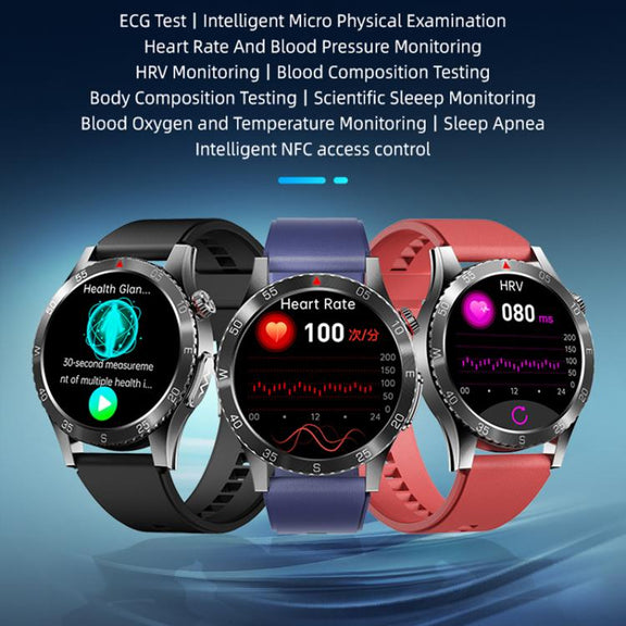 H9 1.43 inch Leather Strap ECG Smart Watch Supports Bluetooth Calls/Smart Voice Assistant(Brown)