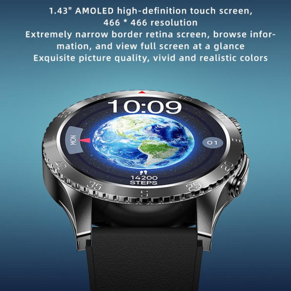 H9 1.43 inch Leather Strap ECG Smart Watch Supports Bluetooth Calls/Smart Voice Assistant(Brown)