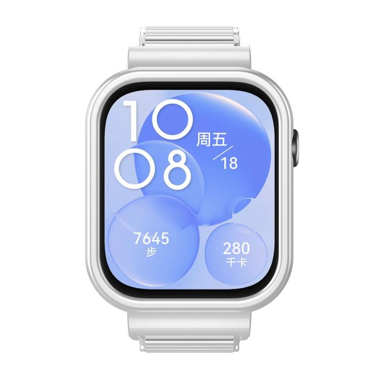 For Huawei Watch Fit3 Hollow Chain Metal Frame Watch Band(Silver+Silver White) - free shipping - PMC TechLife - Order now!