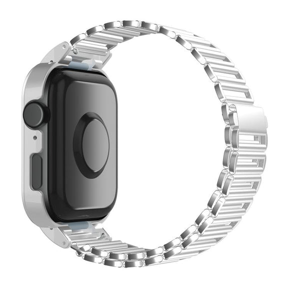 For Huawei Watch Fit3 Hollow Chain Metal Frame Watch Band(Silver+Silver White)