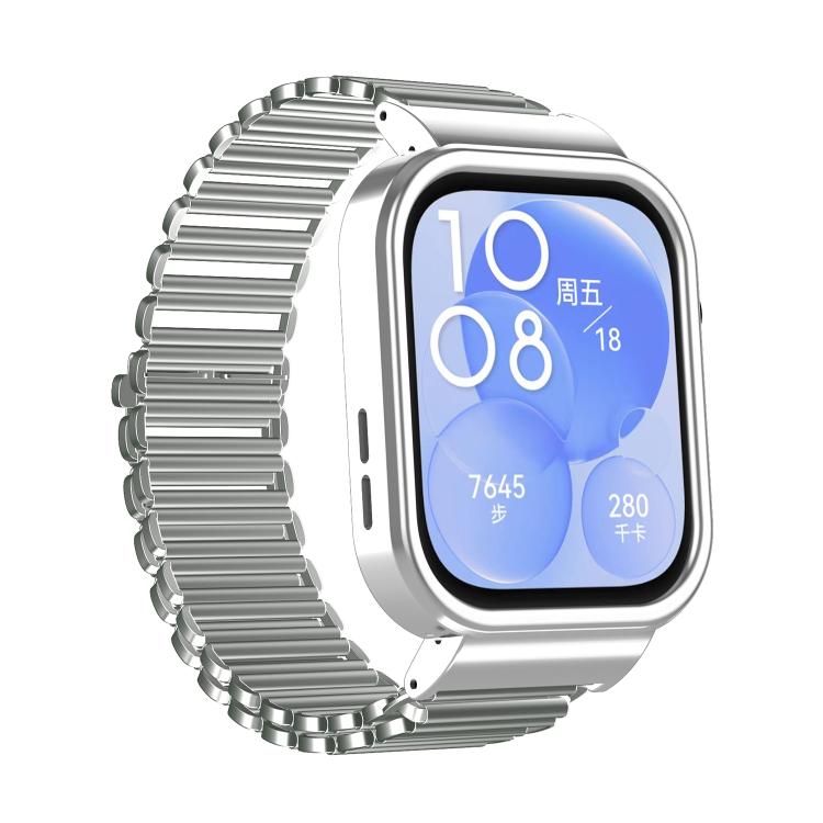 For Huawei Watch Fit3 Hollow Chain Metal Frame Watch Band(Silver)