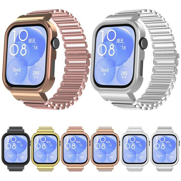 For Huawei Watch Fit3 Hollow Chain Metal Frame Watch Band(Silver)