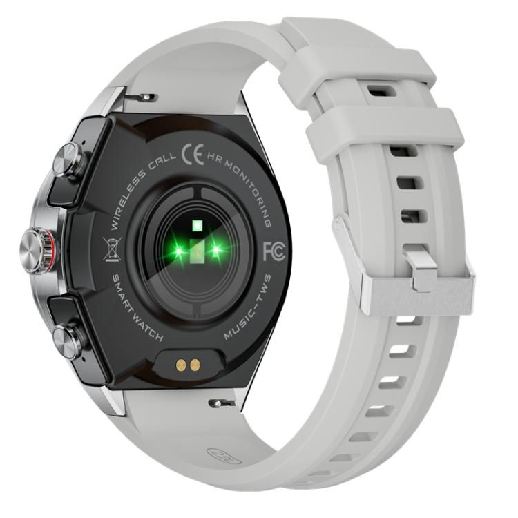 GT97 1.53 inch Round Screen 2 in 1 Bluetooth Earphone Silicone Strap Smart Watch Supports Bluetooth Calls(Silver)