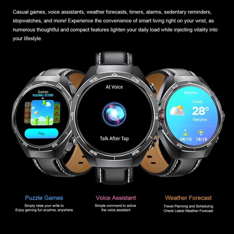 GT97 1.53 inch Round Screen 2 in 1 Bluetooth Earphone Silicone Strap Smart Watch Supports Bluetooth Calls(Black)