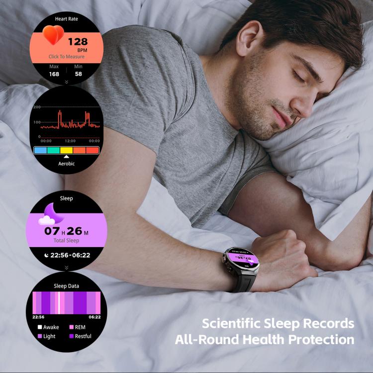 GT97 1.53 inch Round Screen 2 in 1 Bluetooth Earphone Leather Strap Smart Watch Supports Bluetooth Calls(Black) - free shipping - PMC TechLife - Order now!