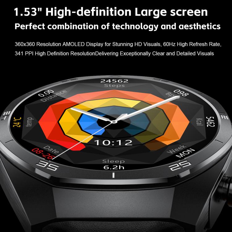 GT97 1.53 inch Round Screen 2 in 1 Bluetooth Earphone Leather Strap Smart Watch Supports Bluetooth Calls(Black) - free shipping - PMC TechLife - Order now!