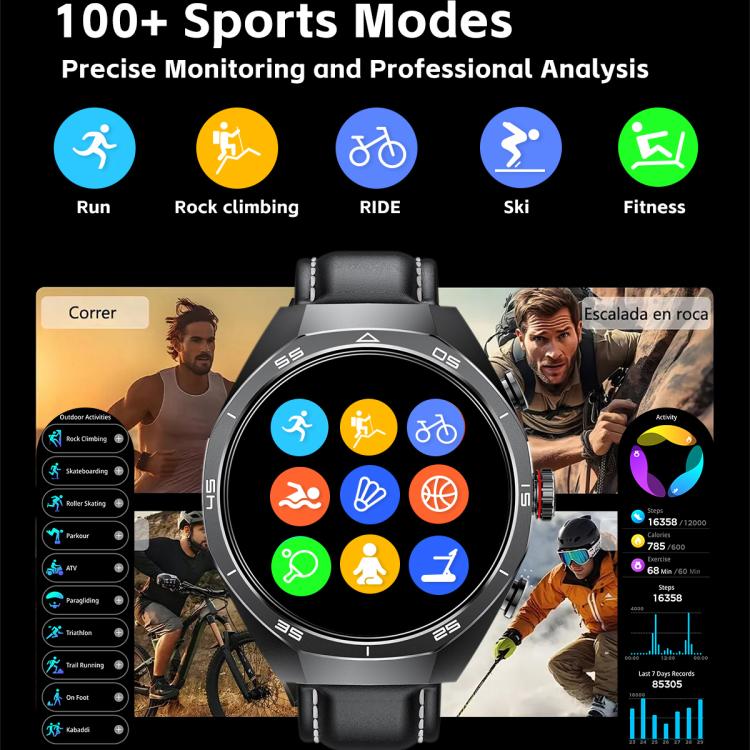 GT97 1.53 inch Round Screen 2 in 1 Bluetooth Earphone Leather Strap Smart Watch Supports Bluetooth Calls(Silver)