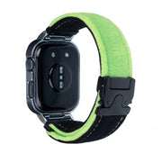 For Huawei Watch Fit3 Brushed Metal Silver Frame Watch Band(Black Grass Green)