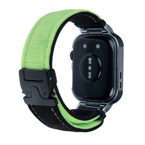 For Huawei Watch Fit3 Brushed Metal Silver Frame Watch Band(Black Grass Green)