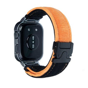 For Huawei Watch Fit3 Brushed Metal Silver Frame Watch Band(Black Orange)