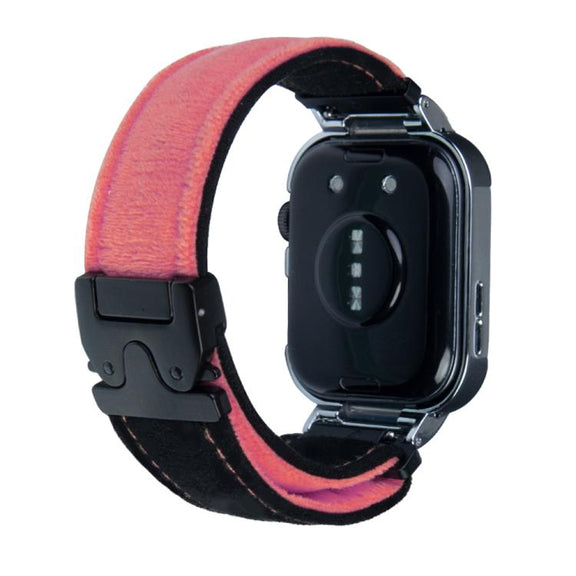 For Huawei Watch Fit3 Brushed Metal Silver Frame Watch Band(Black Pink)