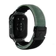 For Huawei Watch Fit3 Brushed Metal Silver Frame Watch Band(Black Army Green)