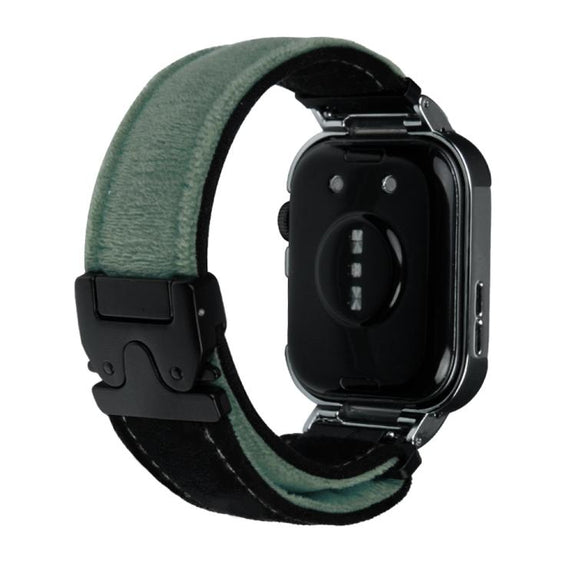 For Huawei Watch Fit3 Brushed Metal Silver Frame Watch Band(Black Army Green)