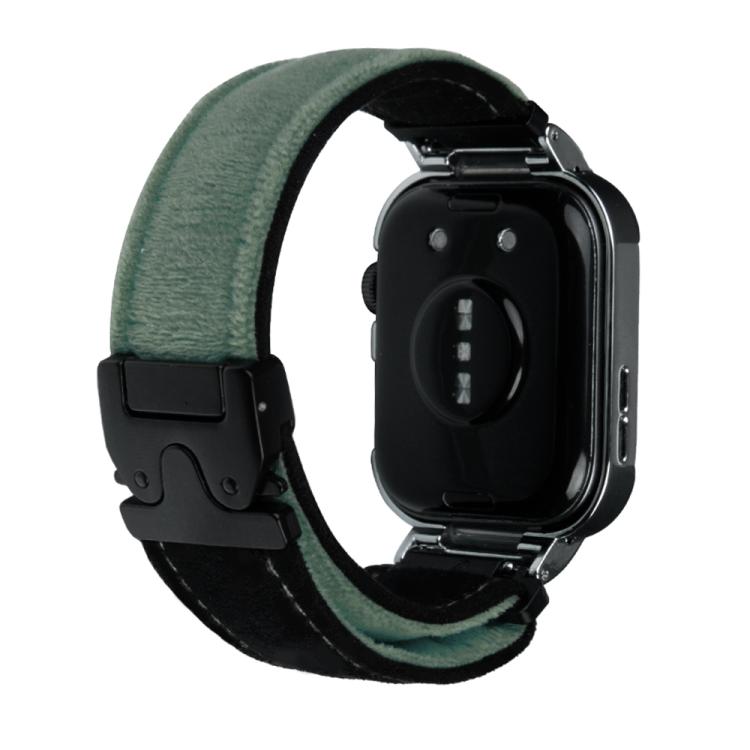 For Huawei Watch Fit3 Brushed Metal Silver Frame Watch Band(Black Army Green)