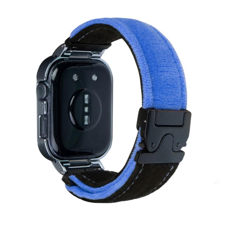 For Huawei Watch Fit3 Brushed Metal Silver Frame Watch Band(Black Blue)