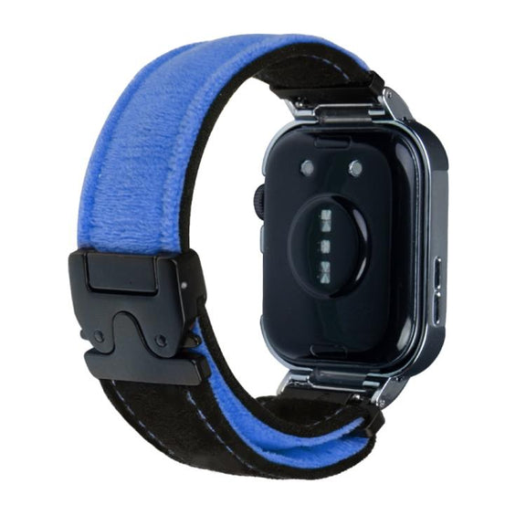 For Huawei Watch Fit3 Brushed Metal Silver Frame Watch Band(Black Blue)