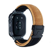 For Huawei Watch Fit3 Brushed Metal Silver Frame Watch Band(Black Light Brown)