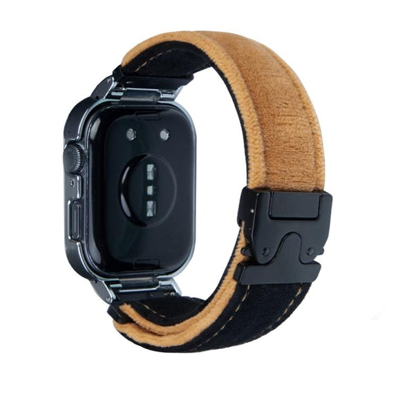 For Huawei Watch Fit3 Brushed Metal Silver Frame Watch Band(Black Light Brown)