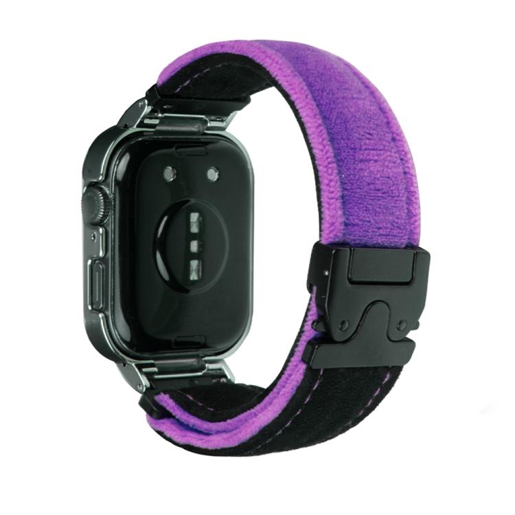 For Huawei Watch Fit3 Brushed Metal Silver Frame Watch Band(Black Purple)
