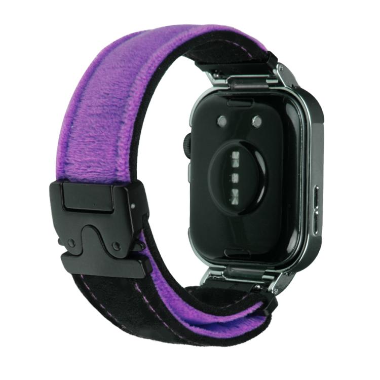 For Huawei Watch Fit3 Brushed Metal Silver Frame Watch Band(Black Purple)