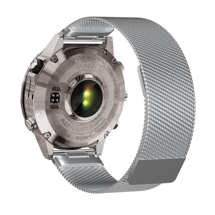 For Garmin Watch 22mm Milanese Dual Section Magnetic Metal Watch Band(Silver) - free shipping - PMC TechLife - Order now!