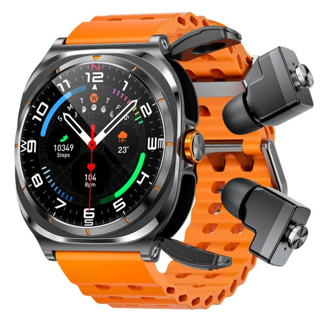GT98 1.53 inch 2 in 1 Bluetooth Headphone IP67 Water-resistant Smart Watch Supports Blood Oxygen Monitoring(Black Orange)
