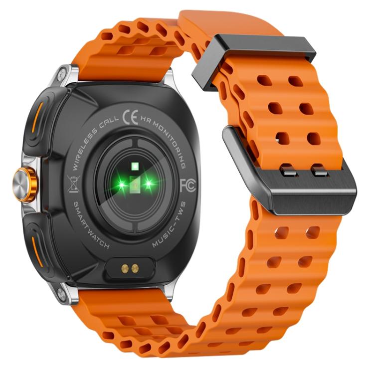 GT98 1.53 inch 2 in 1 Bluetooth Headphone IP67 Water-resistant Smart Watch Supports Blood Oxygen Monitoring(Silver Orange)