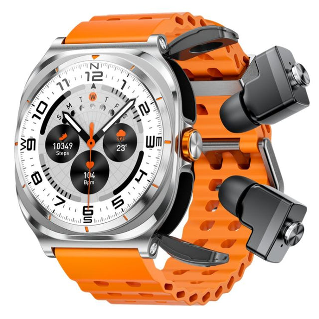 GT98 1.53 inch 2 in 1 Bluetooth Headphone IP67 Water-resistant Smart Watch Supports Blood Oxygen Monitoring(Silver Orange)